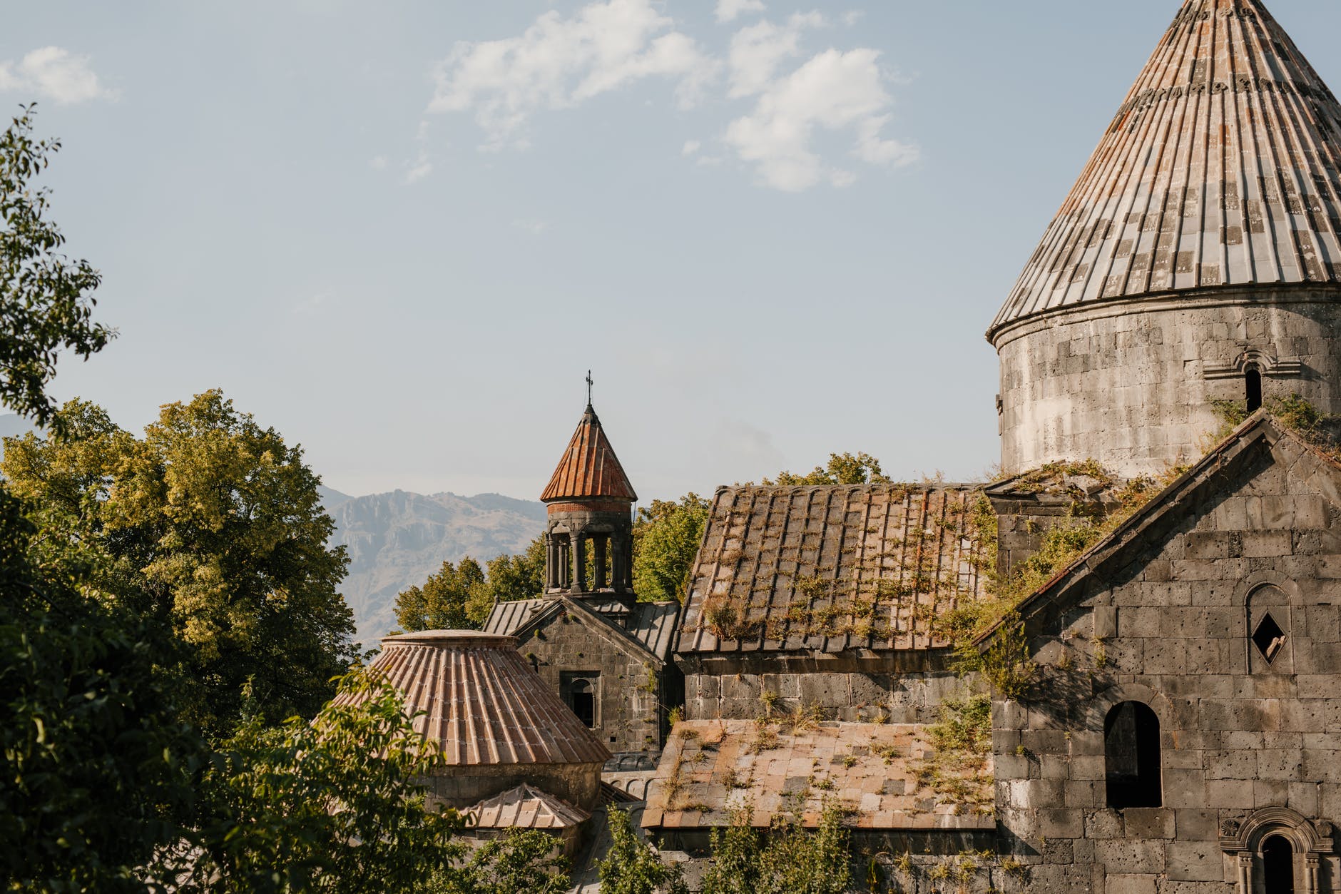 medieval church with cross on roof